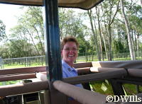 The roof of the van lifts up and you stand to look out into the savanah