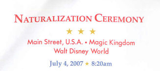 Naturalization Ceremony Program