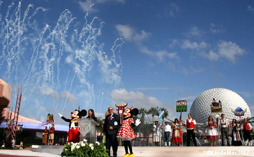  Music, fireworks and fountains filled the air 