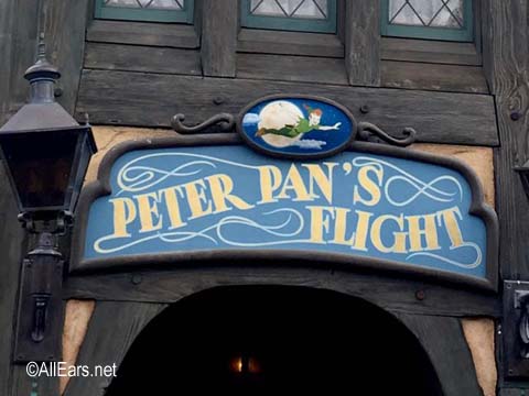 Peter Pan's Flight sign