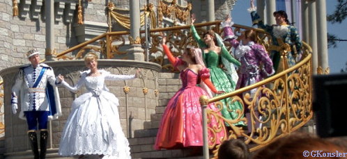 Cinderella waves to the guests